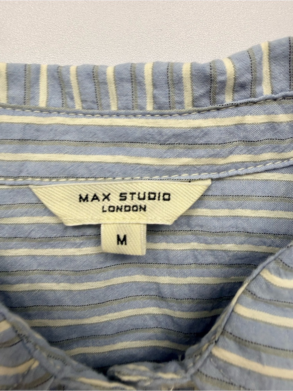 Max Studio London Stripe Dolman Sleeve Button Down Blouse M Coastal Chic - Picture 8 of 10